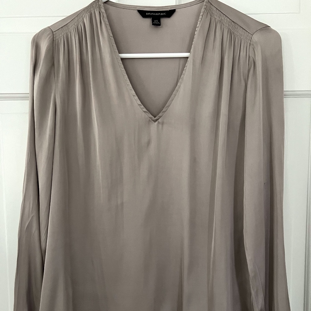 Banana Republic Smocked  Vee Blouse